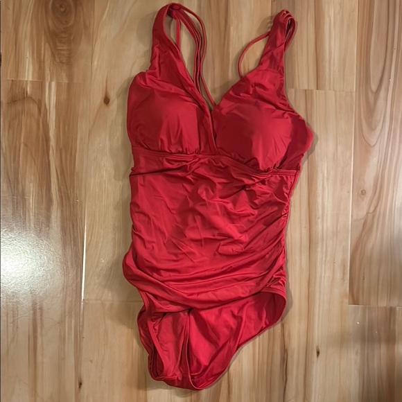 Jantzen Red Classic One-Piece Swimsuit with Ruched Detail - Picture 1 of 6